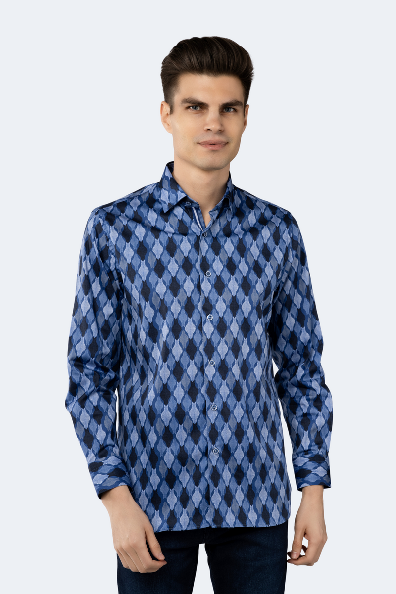 Sapphire Blue Daggered Swirl Shirt