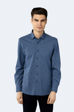 Dodger Blue and Black Jacquard Knit Shirt