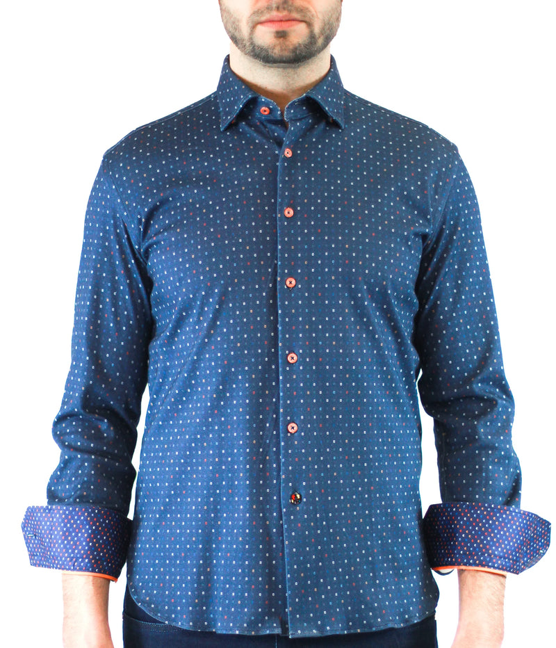 Max Colton Blue Multicolor Squares Long Sleeve Shirt