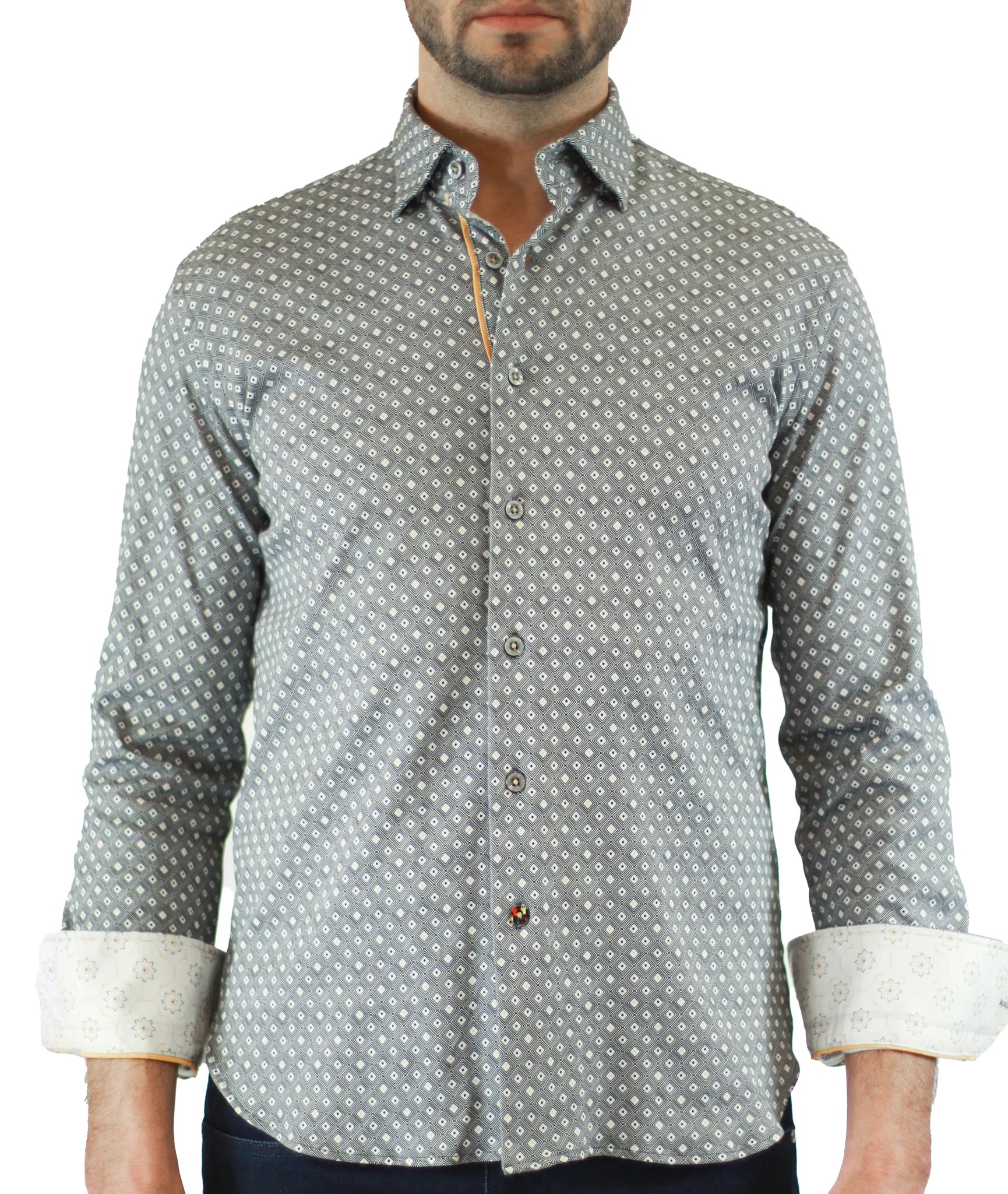 Max Colton Diamonds with Yellow Dots Long Sleeve Shirt