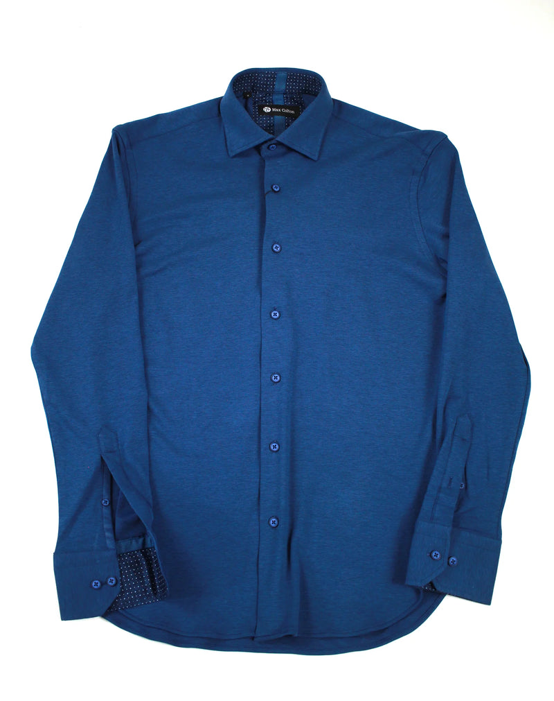 Max Colton Saxe Blue Knit Long Sleeve Shirt