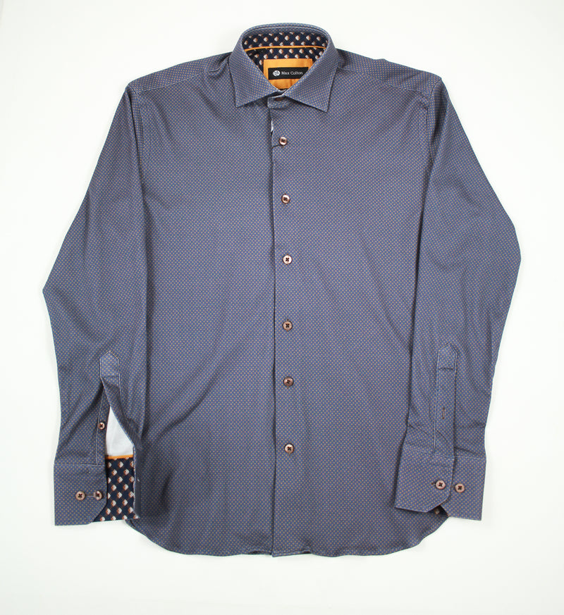 Max Colton Brown Squares with Navy Long Sleeve Shirt
