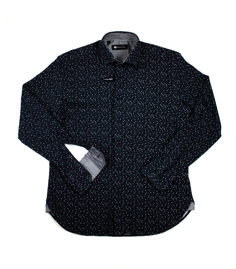 Max Colton Black with Grey & White Squares Long Sleeve Shirt