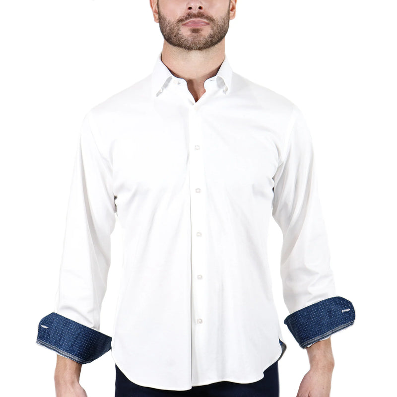 White Knit Long Sleeve Shirt