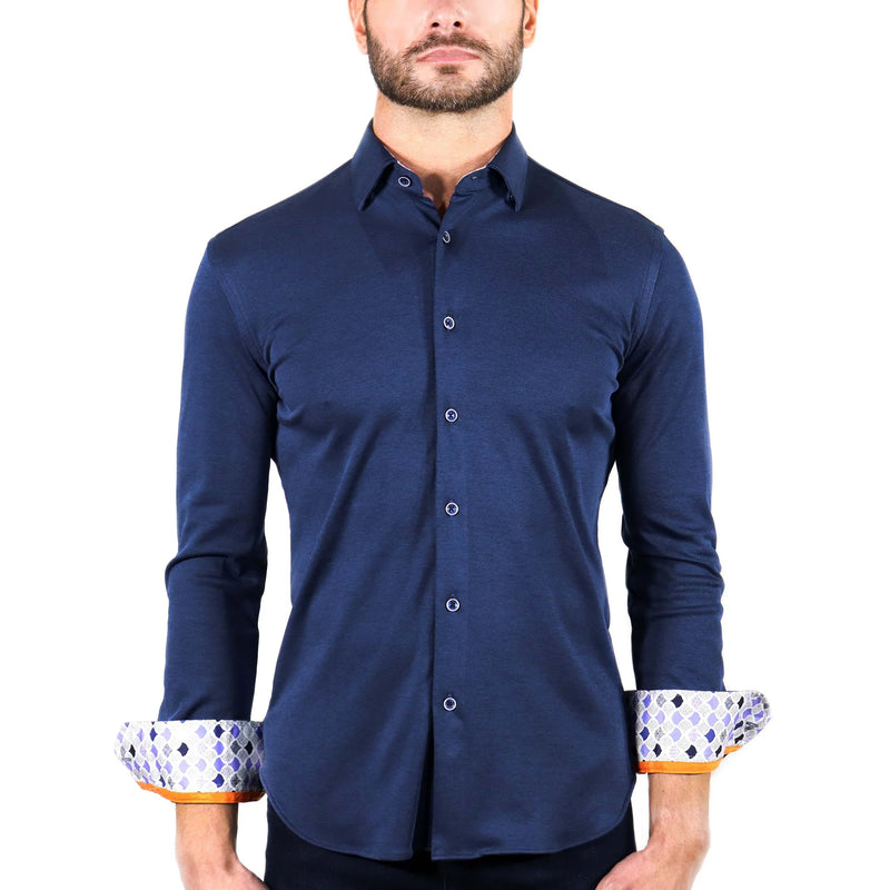 Navy Knit Long Sleeve Shirt