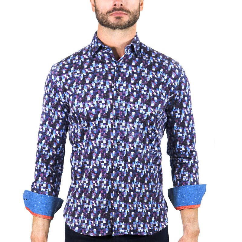 Max Colton Multicolor Geometric Pattern Long Sleeve Shirt
