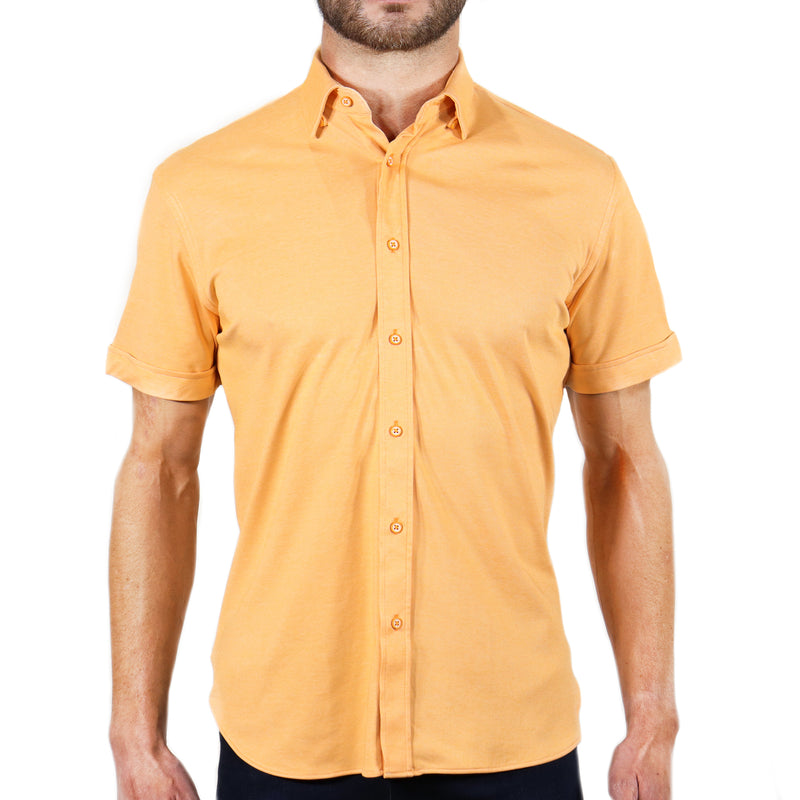 Peach Orange Knit Short Sleeve Shirt