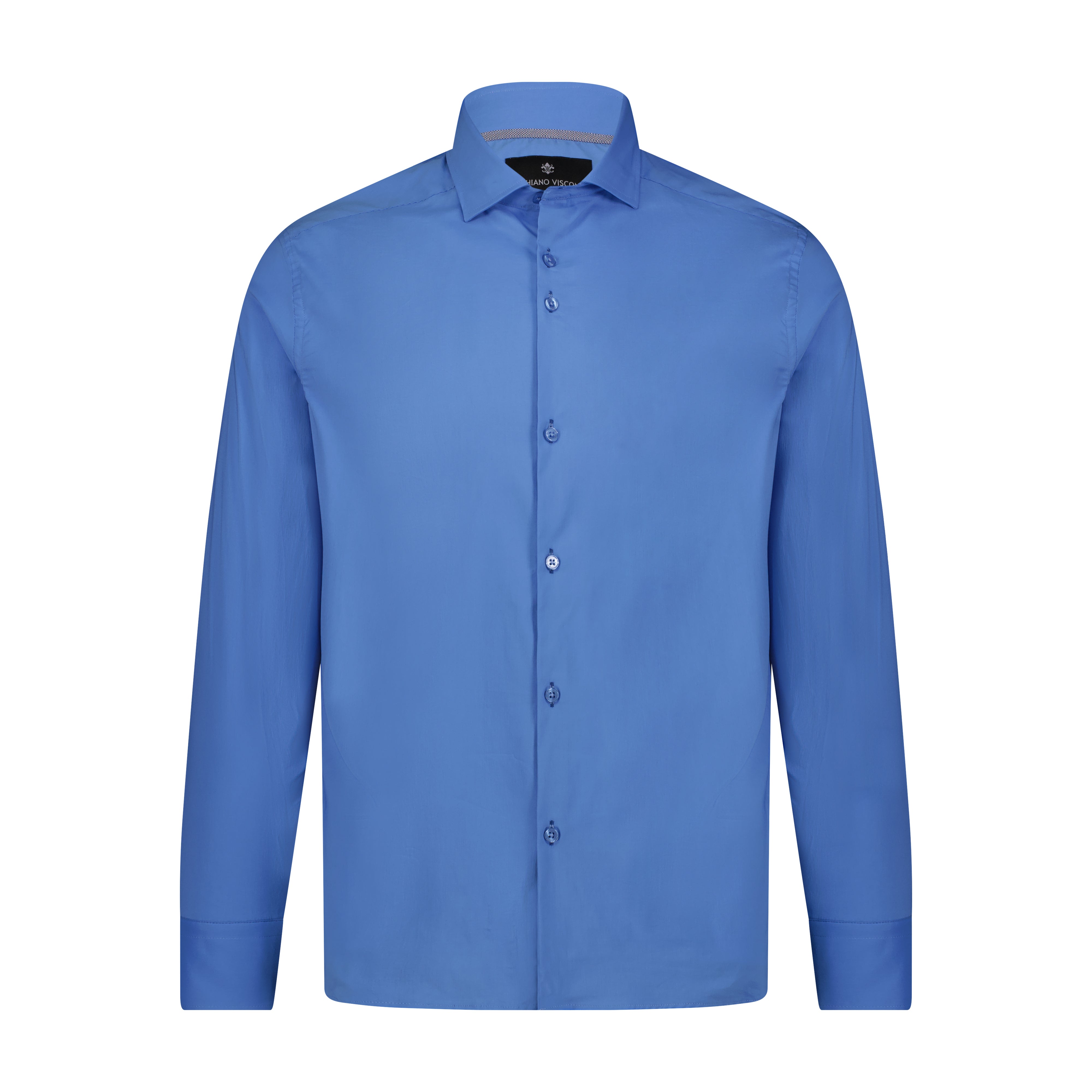 Blue Solid Long Sleeve Shirt