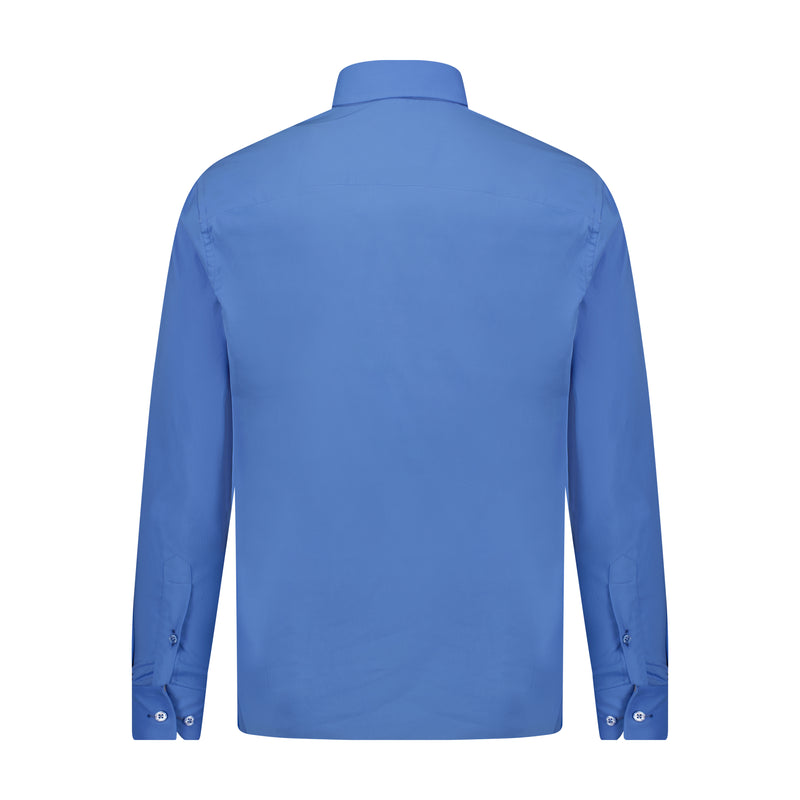 Blue Solid Long Sleeve Shirt