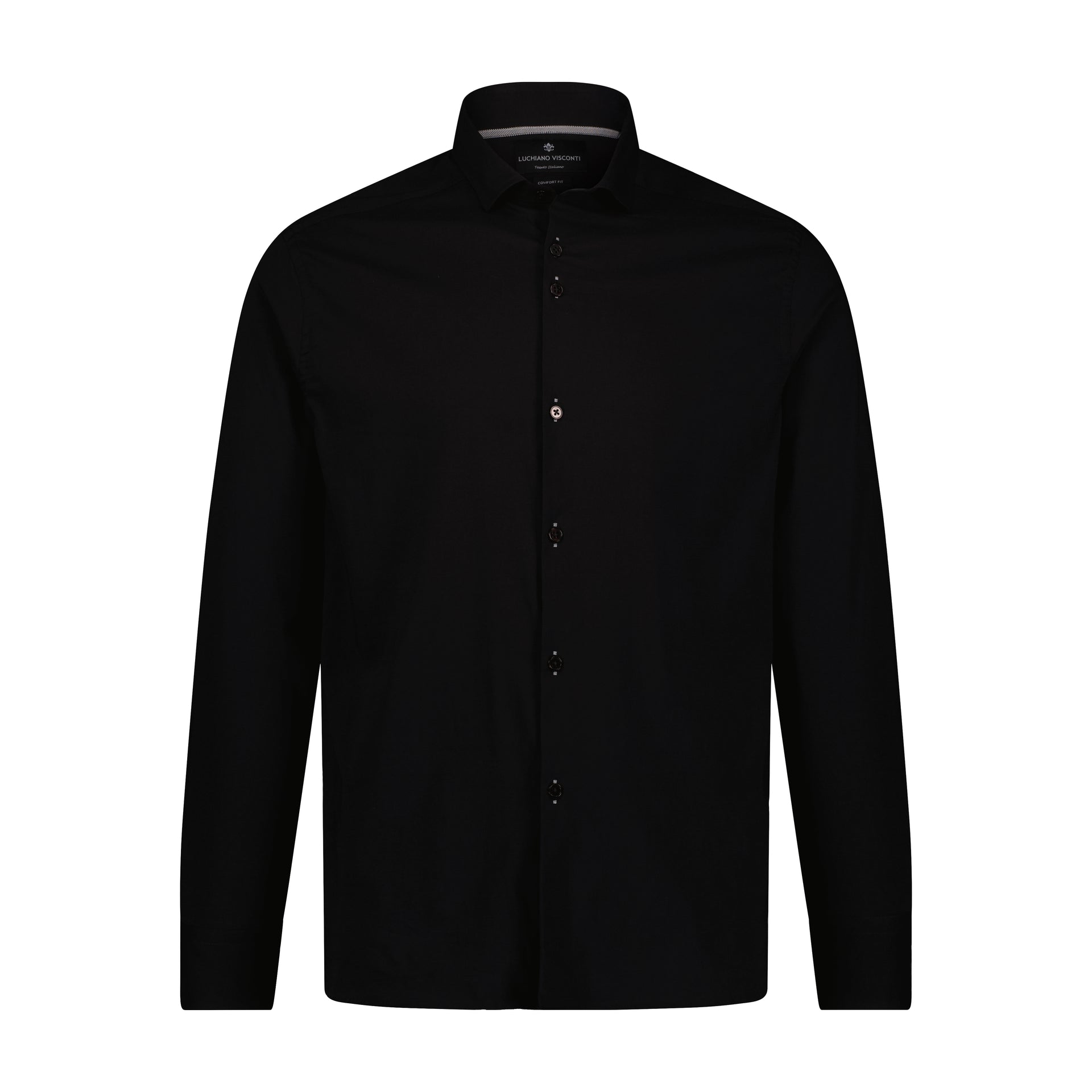 black long sleeve dress shirt Quattro Flex Dress Shirt with Semi-Spread Collar Black