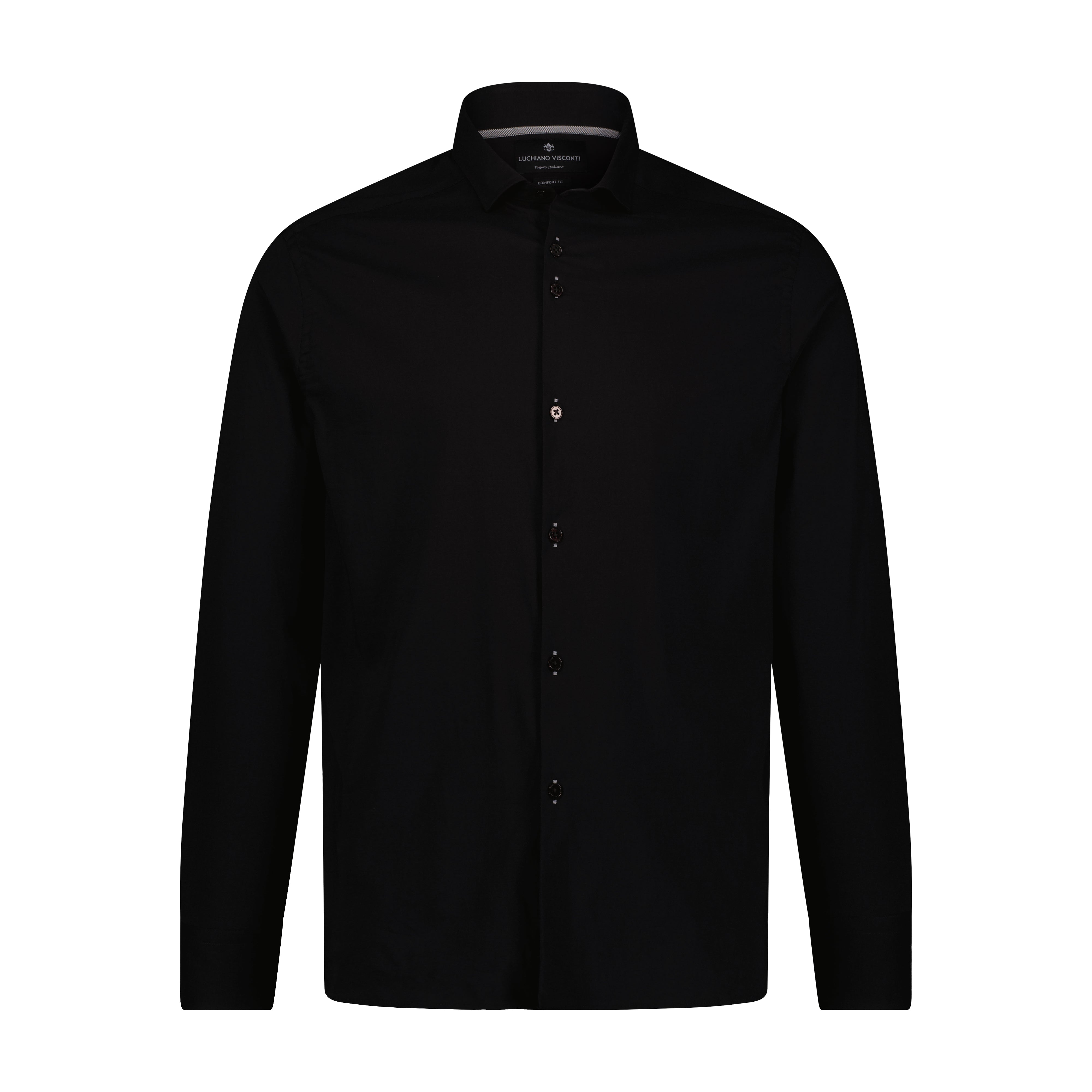 Black Solid Long Sleeve Shirt