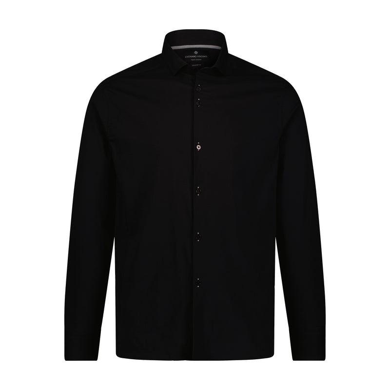Black Solid Long Sleeve Shirt