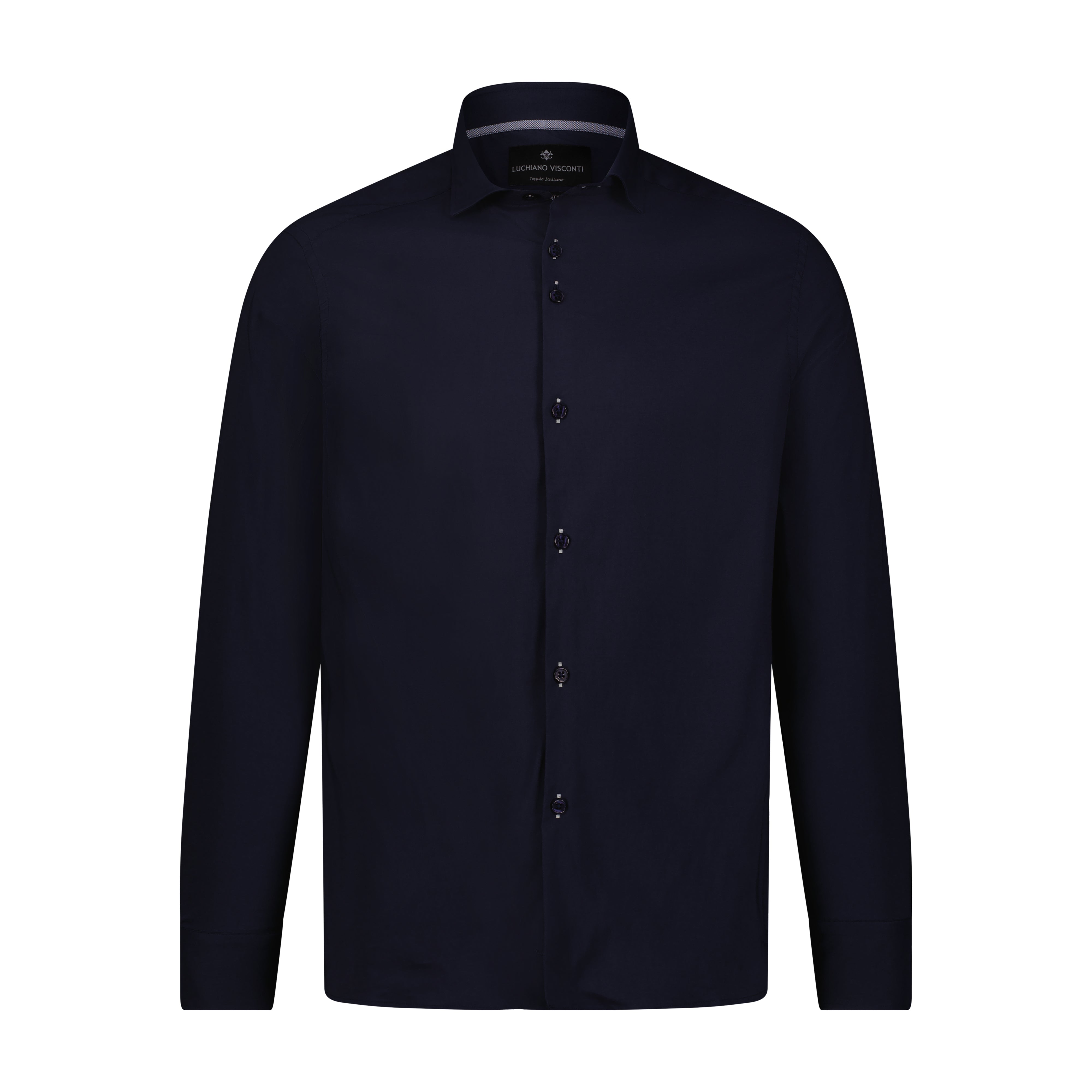 Navy Solid Long Sleeve Shirt