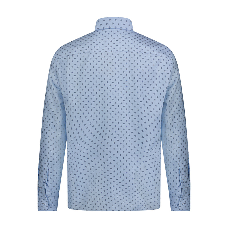 Aqua Teal Print Long Sleeve Shirt