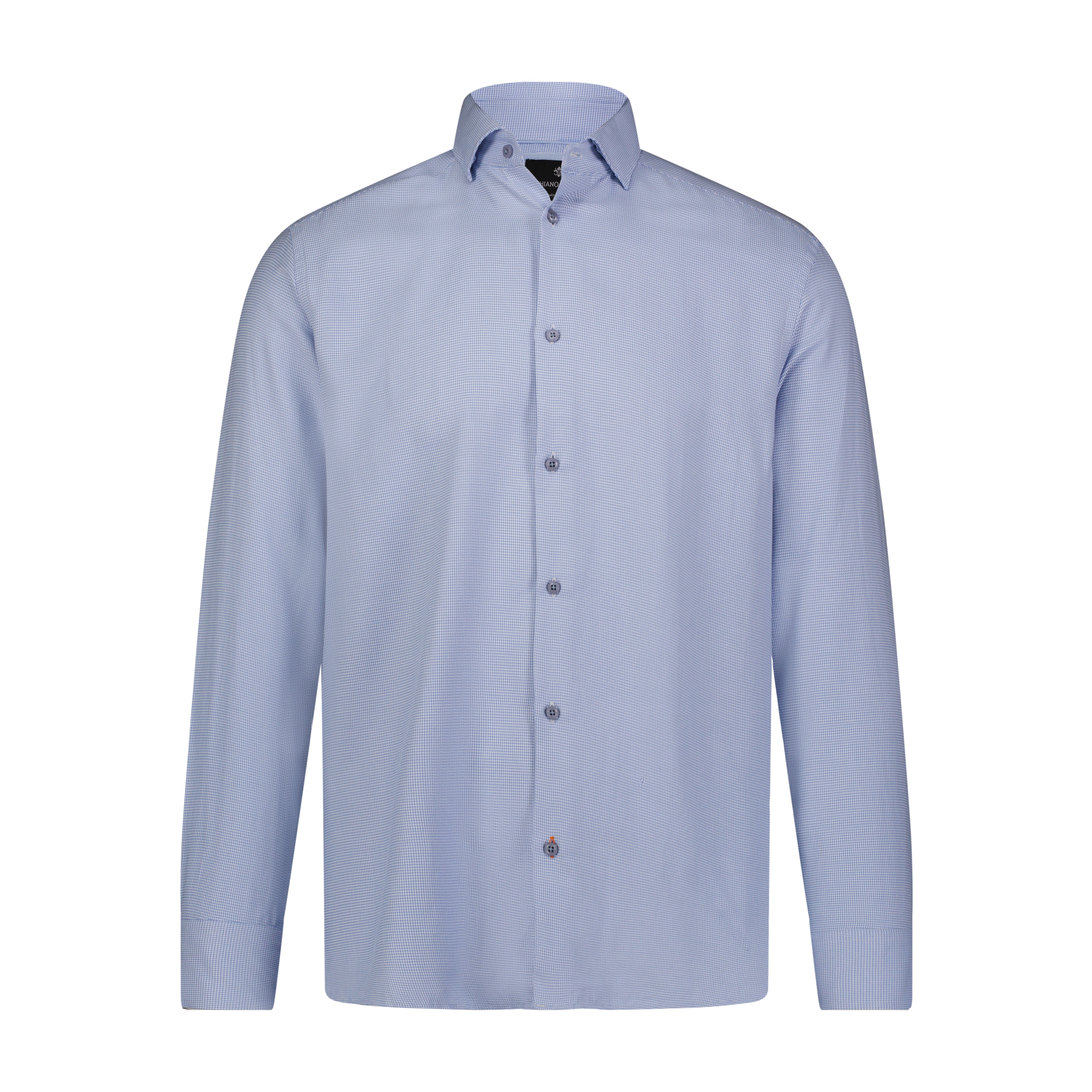 Lite Blue White Houndstooth Long Sleeve Shirt