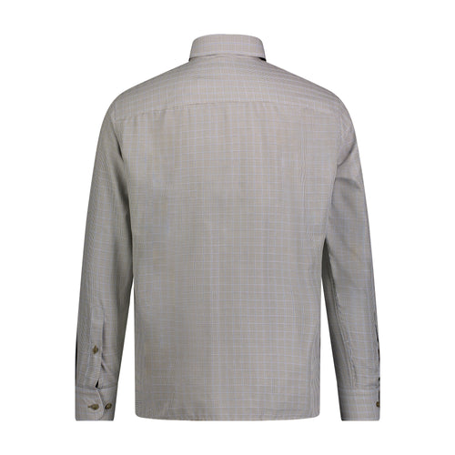 Brown Navy Windowpane Long Sleeve Shirt