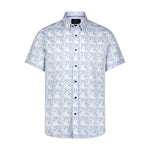 White with Navy Dots Print Short Sleeve Shirt