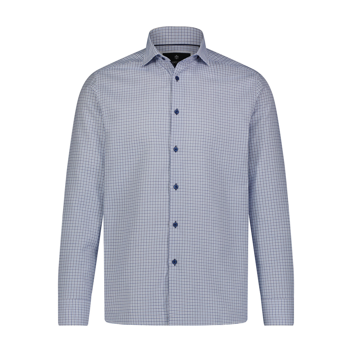 White Blue Multi Mini Check Long Sleeve Shirt