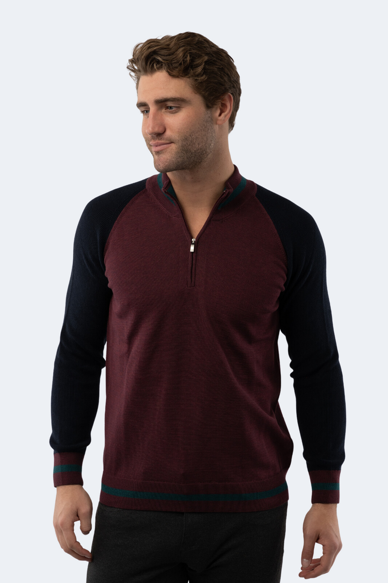 Melange Burgundy Quarter Zip