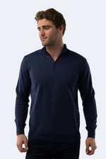 Melange Navy Quarter Zip