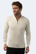 Ecru Knit Quarter Zip