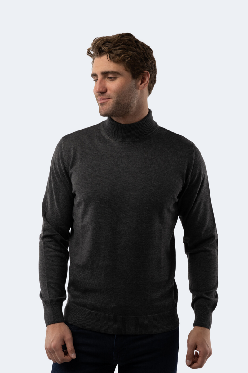 Melange Dark Grey Mockneck Sweater