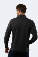 Melange Dark Grey Mockneck Sweater