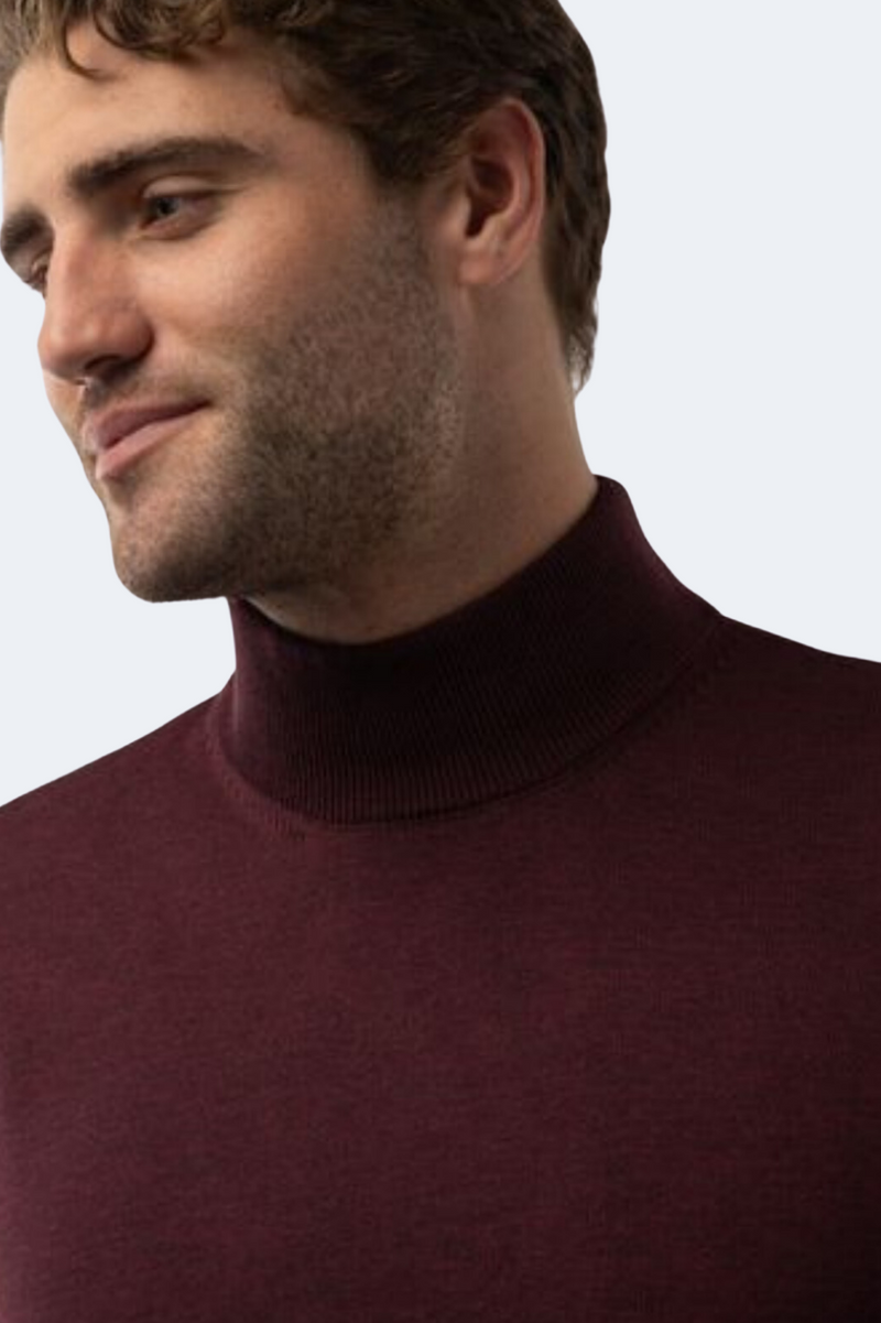 Melange Burgundy Mockneck Sweater