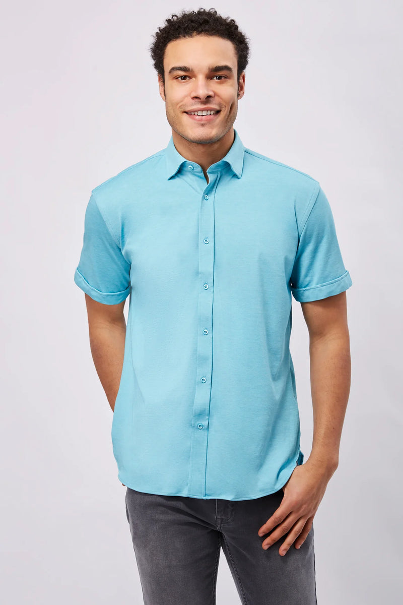 Aqua Knit Short Sleeve Shirt