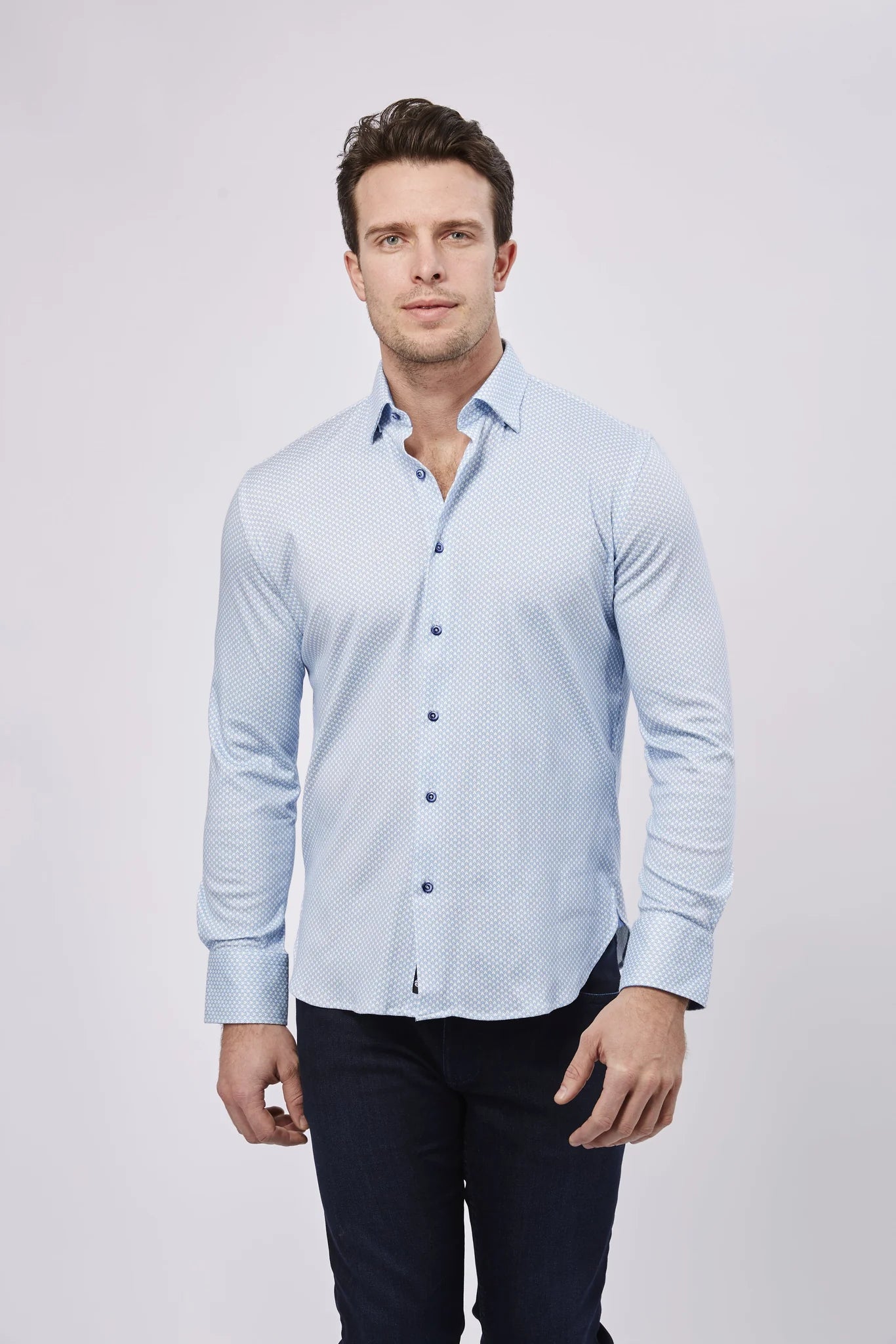 Blue & White Triangle Mountains Long Sleeve Shirt