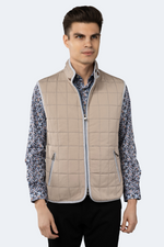 Beige Quilted Zip Up Vest