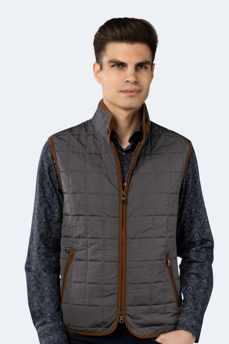 FW23 Stone Quilted Zip Up Vest