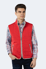 FW23 Red Quilted Zip Up Vest