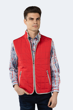 Red Quilted Zip Up Vest