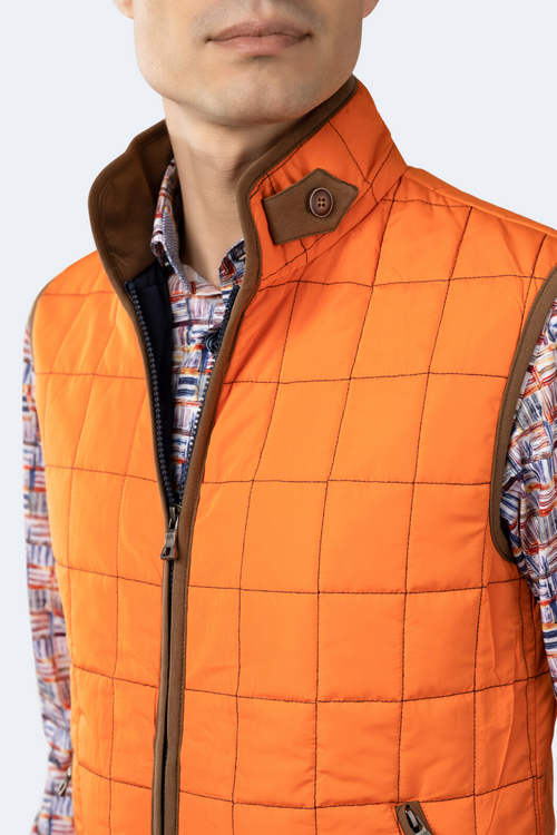 FW23 Orange Quilted Zip Up Vest