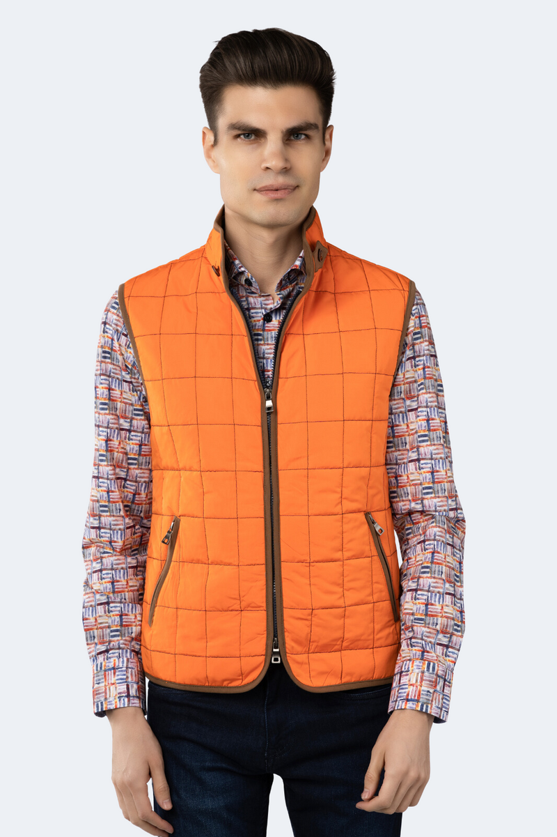 FW23 Orange Quilted Zip Up Vest