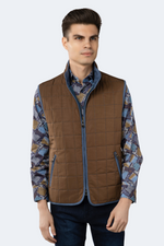 Brown Quilted Zip Up Vest