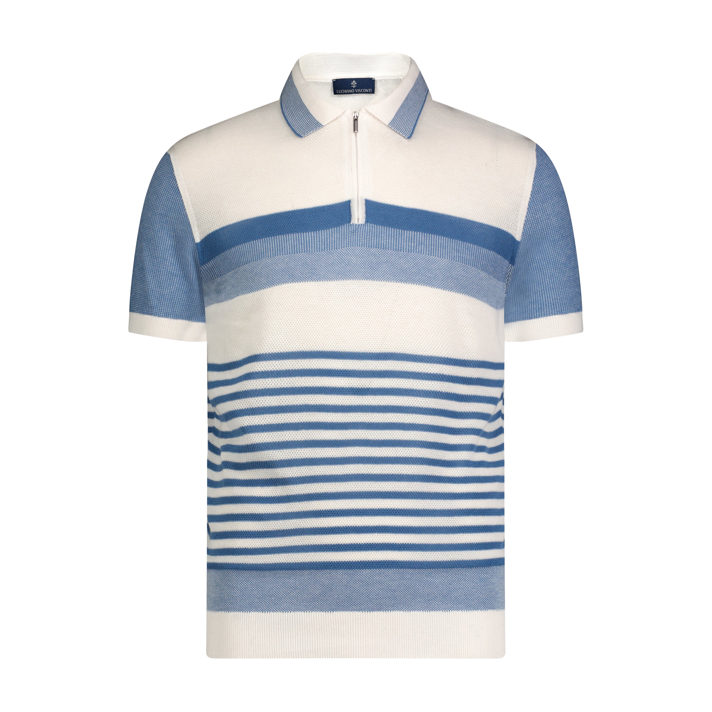 Intarsia Stripe Knit Polo - Ginger
