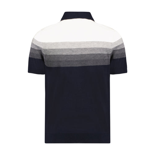 Navy and Ecru Top Stripe Short Sleeve Knit Polo