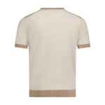 Sand, Ecru, and Cream Muted Wave Print Short Sleeve Knit Polo