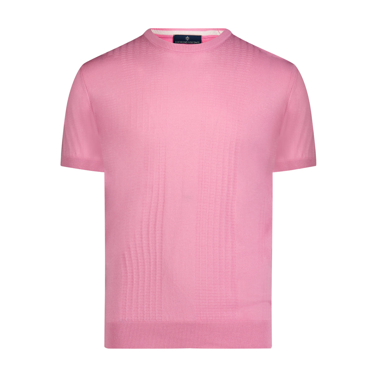 Pink Jacquard Panel Knit Polo