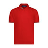 Red with Melange Grey Trim Textured Short Sleeve Knit Polo