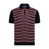 Navy with Dark Pink Zip Design Short Sleeve Knit Polo