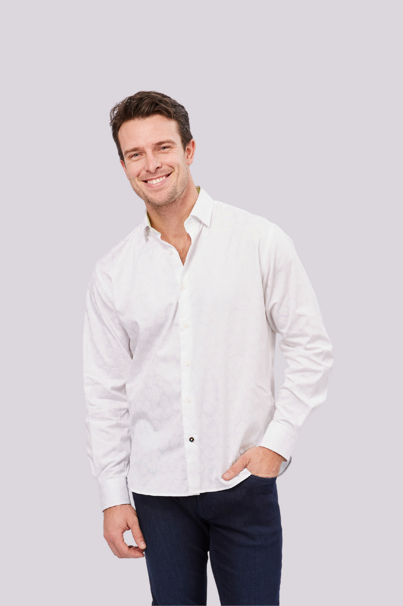 SS23 White Paisley Jacquard Shirt