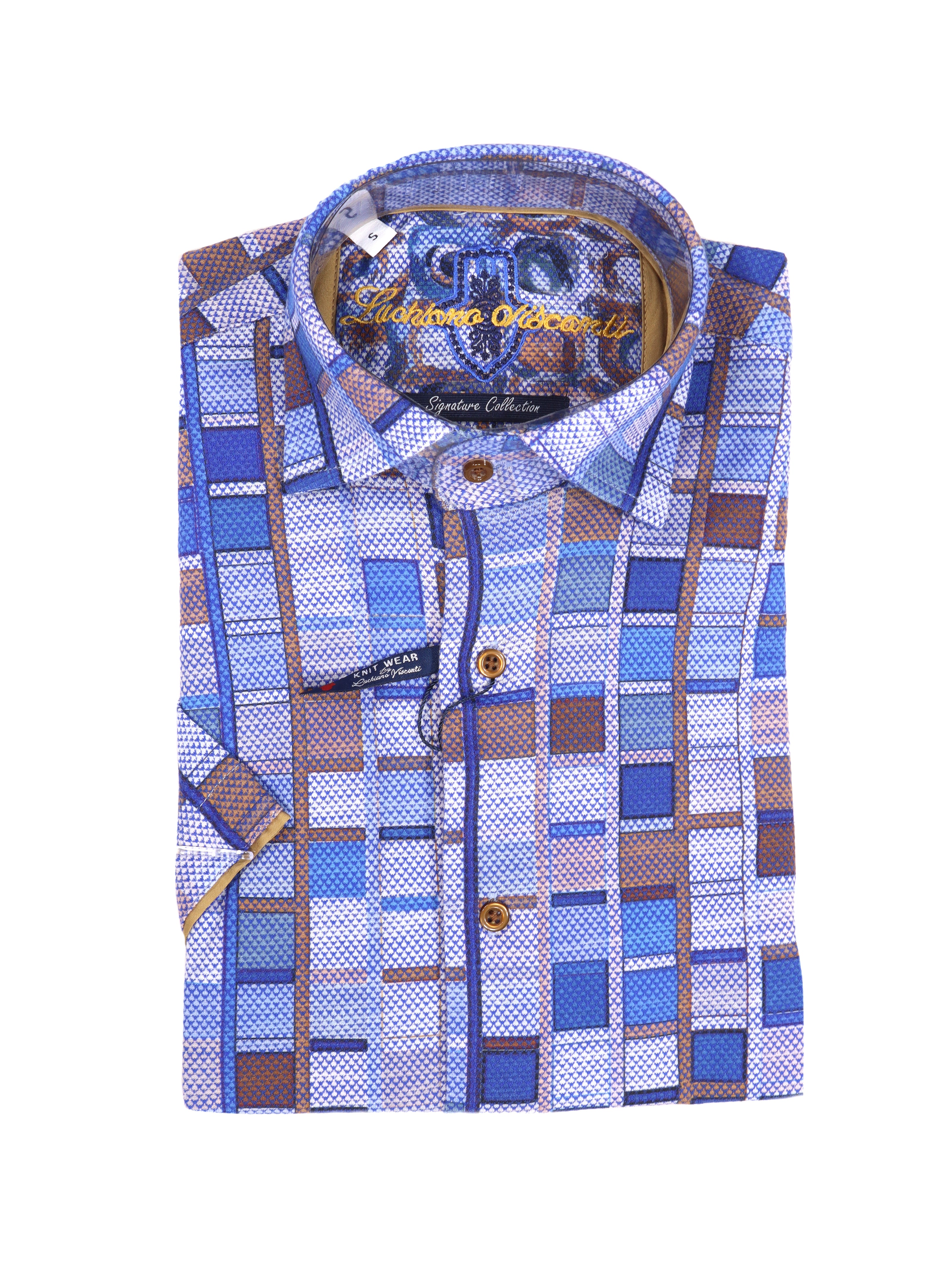 Multi Blue & Brown Box Print