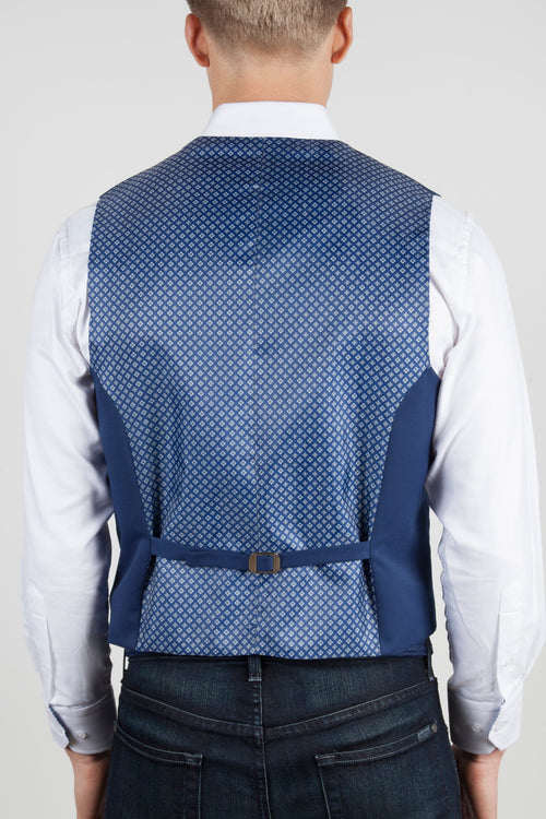 Solid Navy Vest with Diamond Pattern Back