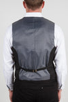 Solid Black Formal Vest, Multi Grey Patterned Back (Big & Tall)