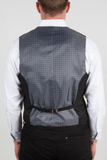 Solid Black Formal Vest, Multi Grey Patterned Back (Big & Tall)