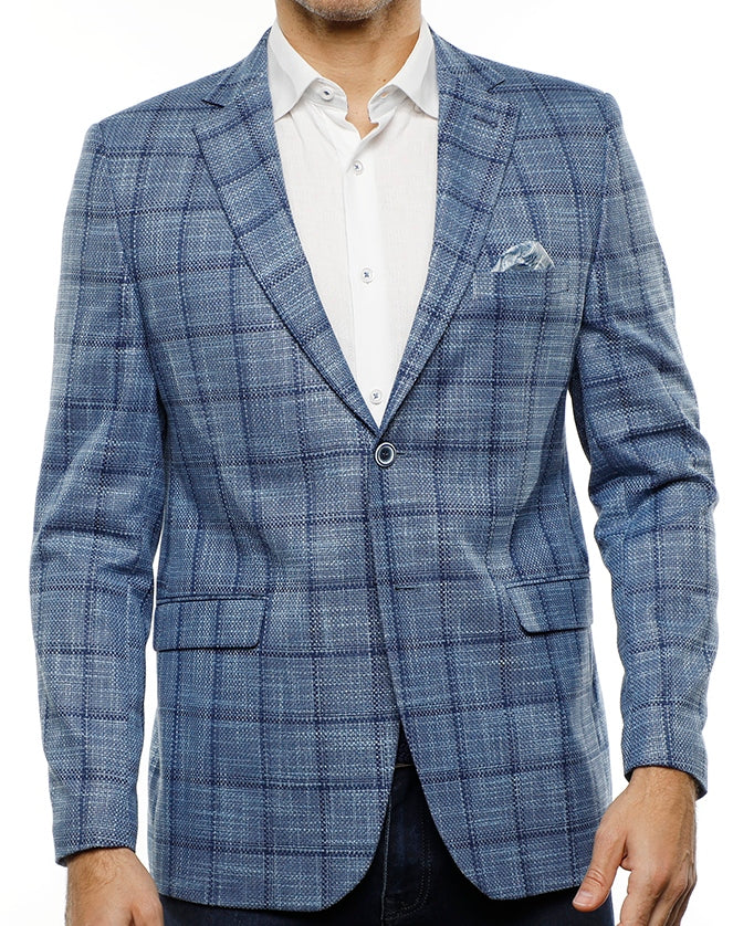 Blue and Navy Plaid Sport Coat (Tall)