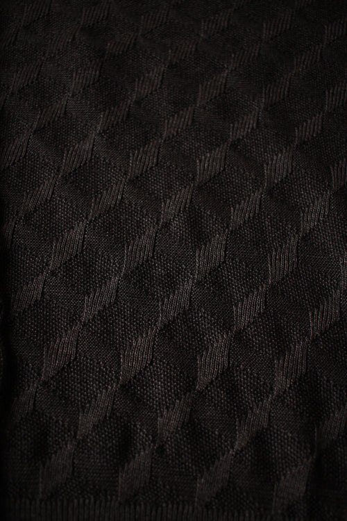 Charcoal Grey and Black Optical Illusion Knit, 3/4 Zip